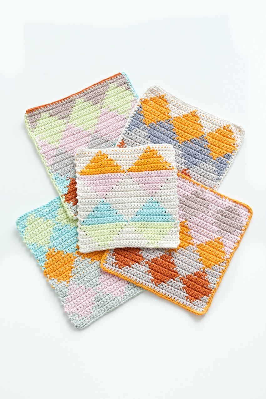 Harlequin Tapestry Crochet dishcloths tutorial